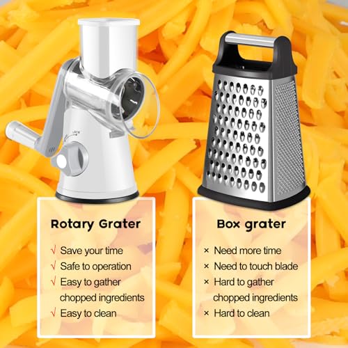 Rotary Cheese Grater Hand Crank (3 blades / A-White)
