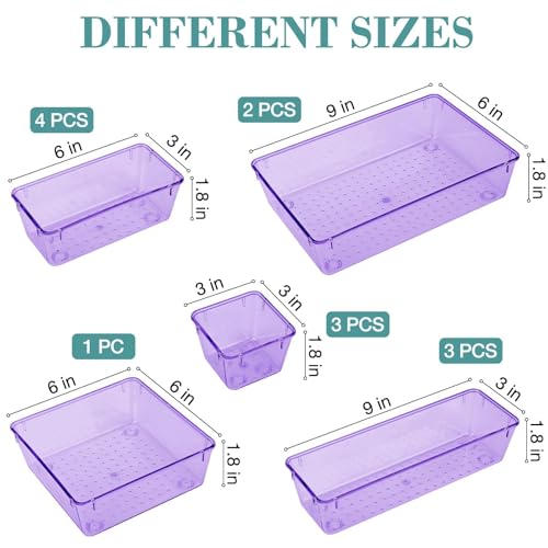 13 PCS Drawer Organizer Set (Purple / 13 PCS)