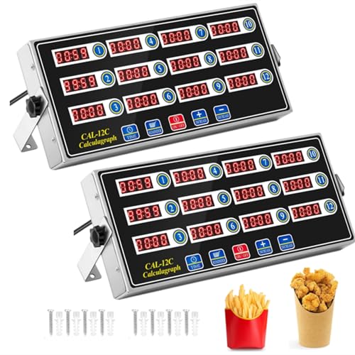 2 Pack Commercial Digital Kitchen Timer for Cooking (12 Channel)