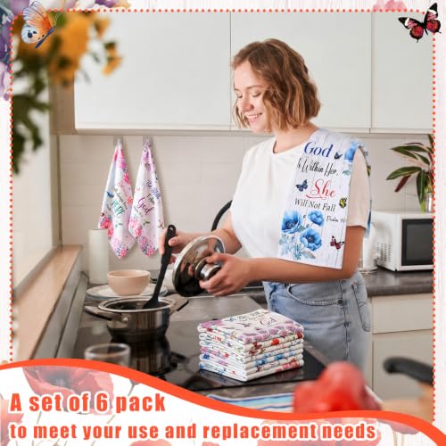 6 Pcs Christian Kitchen Towels (Christian Floral)