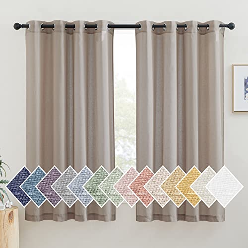 Linen Burlap Curtains Semi Sheer for Bedroom (52"W x 63"L (Pack of 2) / Burlap)