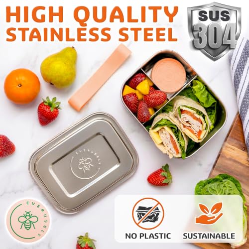 Stainless Steel Bento Box + Condiment Container (Orange / 27oz / 800ml)