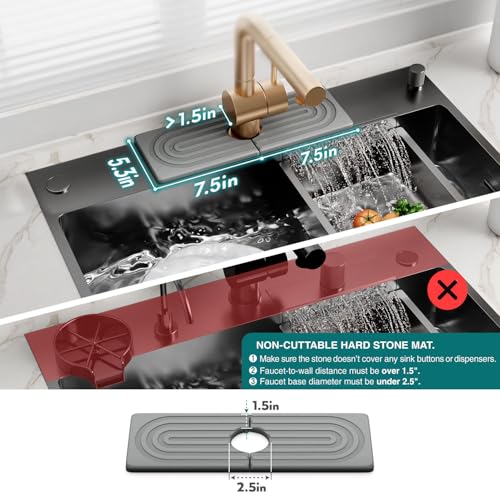 Faucet Mat for Kitchen Sink (Gray / 15" x 5.3")