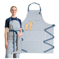 Chef Aprons for Women with Pockets (Blue Striped)
