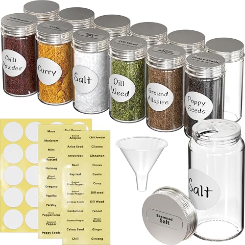 Spice Jars 3 oz Round Glass Bottles
