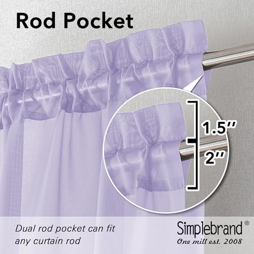 Lavender Sheer Curtains 96 Inches Long (Lavender / 42"W x 96"L (Pack of 2))