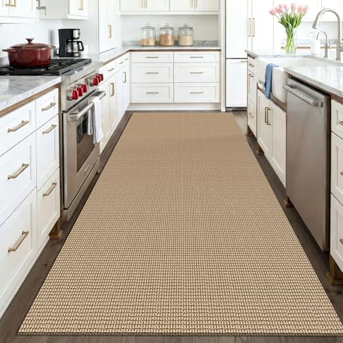 Washable Area Rug 4x6 ft Non Slip Rubber Backed Living Room Rugs Braided Woven Cotton Kitchen Rugs Indoor Entryway Rug Floor Carpet for Dining Living Room Bedroom (Orange Beige/Tan/Brown / 4' x 6' (Rectangular))