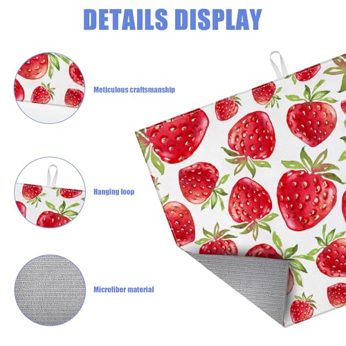 Strawberry Dish Drying Mat for Kitchen Counter Drying Pad Absorbent Reversible Dish Drainer Rack Mats Draining Pad 18"x24"Inch
