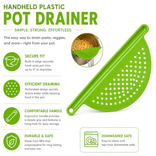 Handheld Plastic Pot Drainer (Green / 3 Pack)