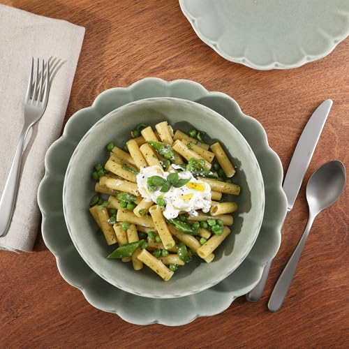 Malibu Shore 16 Piece Scallop Stoneware Reactive Glaze (Green (Malibu Shore) / Service for 4 (16pcs))