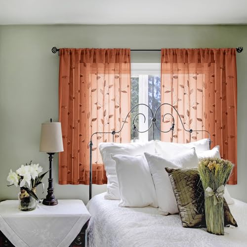 Burnt Orange Kitchen Curtains (52"W x 45"L (Pack of 2) / Burnt Orange)
