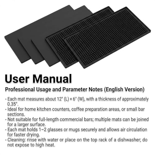 12"x6" Black Rubber Bar Mat