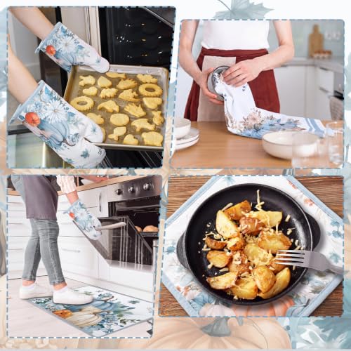 10 Pcs Fall Kitchen Decor Blue Pumpkin Kitchen Accessories Set (Dusty Blue / Fall)