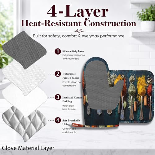 Various Herbs and Spices Oven Mitts and Pot Holders Sets Non (Various Herbs and Spices)