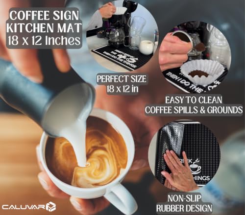 First I Drink the Coffee Then I Do the Things Silicone Station Mat for Countertop 18x12 in (First I Drink the Coffee)