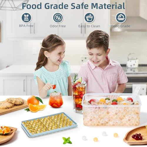 Mini Ice Cube Trays for Freezer with Lid (Blue / 4 PACK)