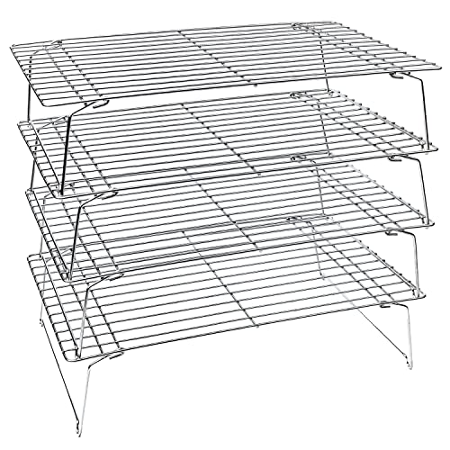 4 Tier Stackable Cooling Rack Space Saving Baking Set (15’’ x 10’’ 4-Tier)
