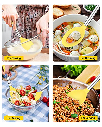 Silicone Cooking Spoons for Nonstick Cookware (Yellow)