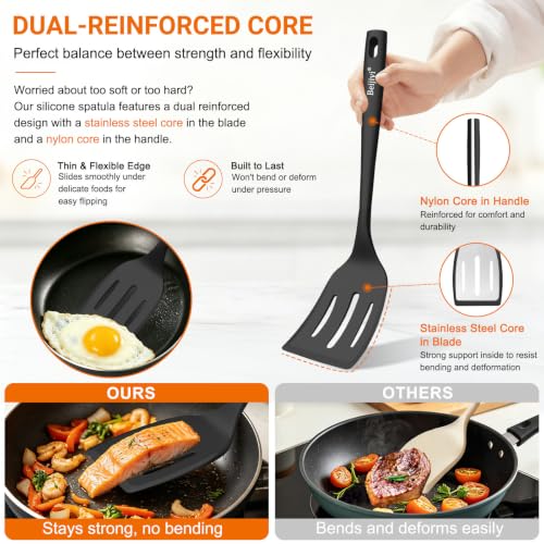 4 Pack Silicone Spatula Set (Black)