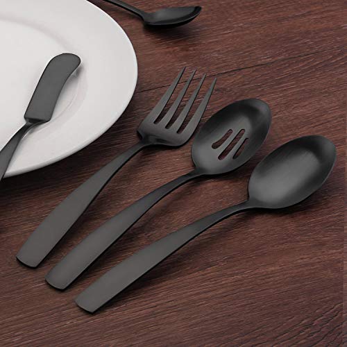 5 Piece Matte Black Serving Flatware Silverware Set (Matte Black / 5-Piece)