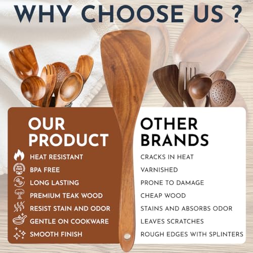 Teak Wooden Utensil Set 6 (Teak Brown)