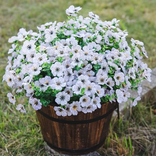 Artificial Flowers for Outdoor Indoor Garden Home Decoration (Creamy White)