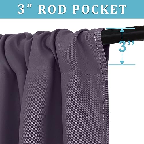 Short Greyish Purple Blackout Curtains for Small Bedroom Window (Greyish Purple / 42"W x 36"L (Pack of 2))