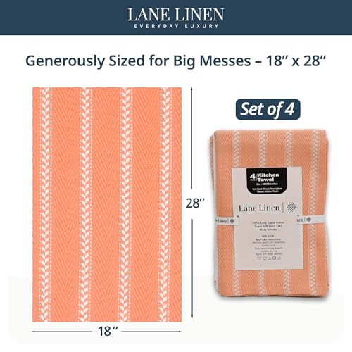 Kitchen Dish Towels 100% Cotton Soft & Durable 4 Pack (18"x28" - 4 Pack / 10: Coral)