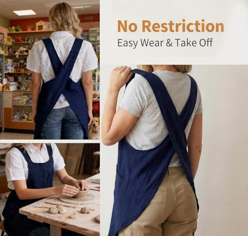 Soft Cotton Linen Cross Back Pull (Dark Blue)