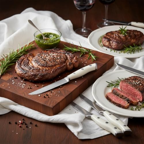 8 Piece White Steak Knives Set (White / 8-Piece)