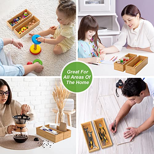 Bamboo Kitchen Drawer Organizer (9 x 3 x 2 Inch / Yellow)