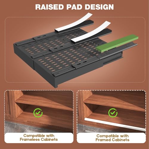 Pull Out Cabinet Organizer (Black / 13"-21"W x 17"-24"D(4Pack))