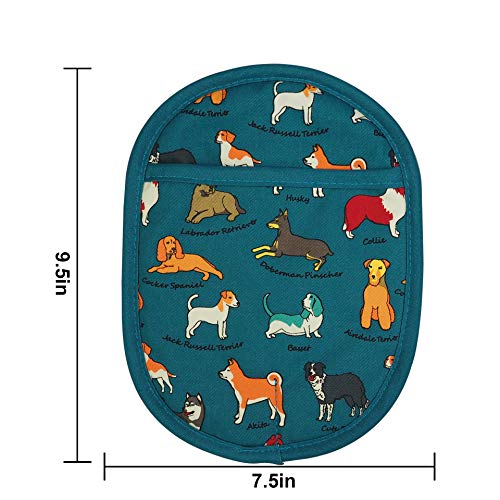 Pot Holders with Transparent Clear Silicone Shell and Nice Dog Flower (Potholders / Blue)