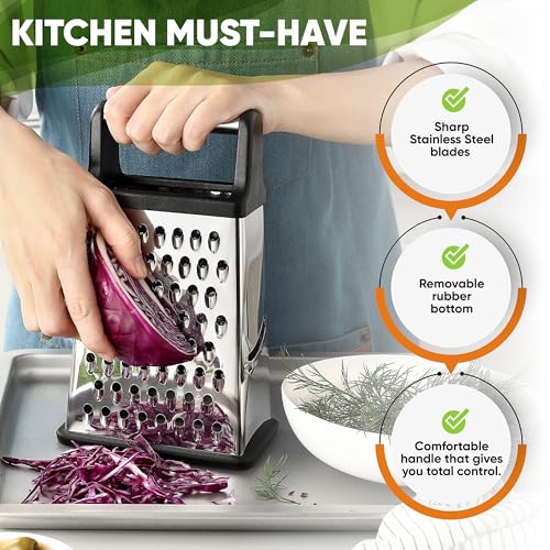 Stainless Steel XL Cheese Grater for Kitchen (Black / XL)