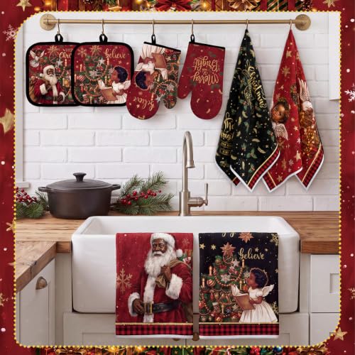 12 Pcs Black Santa Christmas Kitchen Accessories Set (Black Xmas)