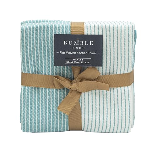 Premium Kitchen Towels 6 Pack 100% Cotton (Aqua / Kitchen Towels - Flat Woven (6 Pack))
