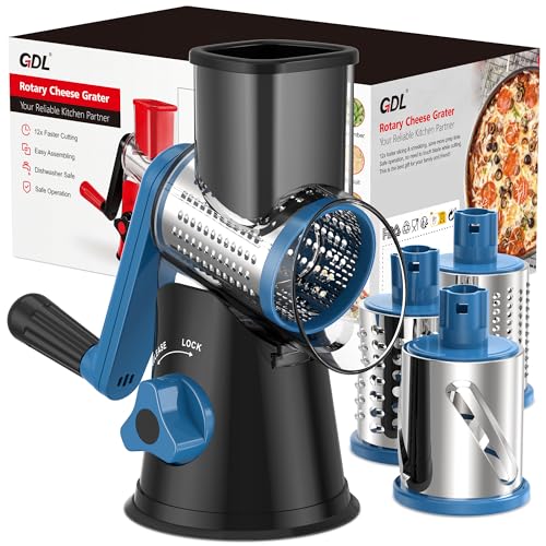 Cheese Grater Hand Crank (Black+Blue / 3 Blades)