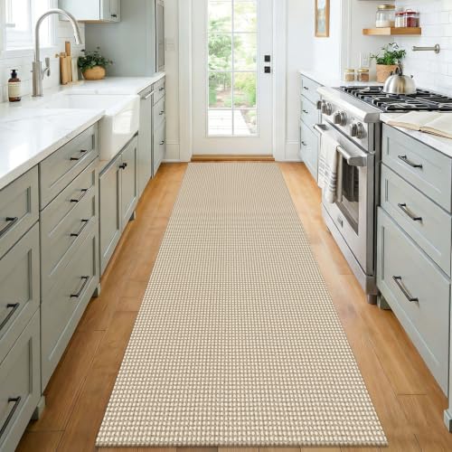 Woven 3x7 Washable Kitchen Runner Rug (Oatmeal Beige / 3' x 7' (Runner))