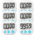 6 Pack Digital Kitchen Timer Small Classroom Timers for Kids Teachers (White)