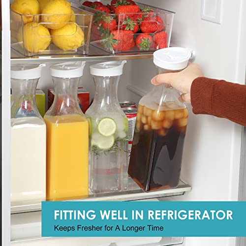 Plastic 8 PACK Large 50 Oz Water Carafe with Flip Top Lid (8 PACK)