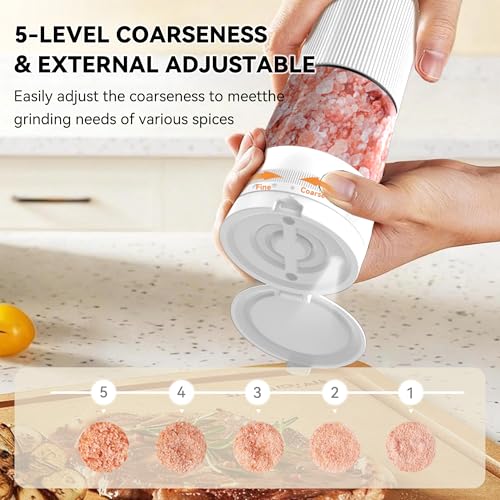 Electric Salt and Pepper Grinder Set (White)