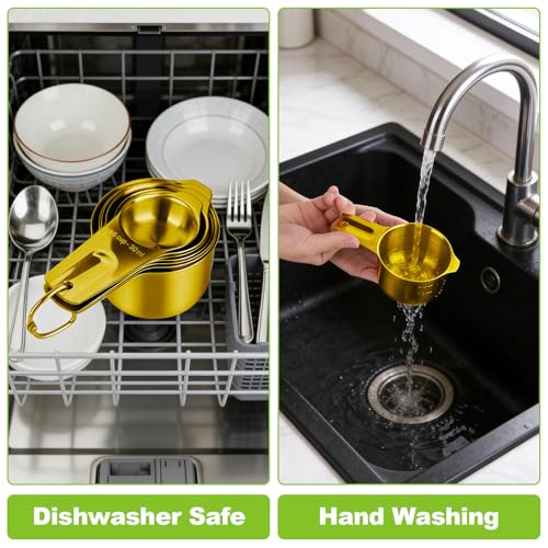 7 Pcs Gold Measuring Cups Stainless Steel (Gold / 7pcs)
