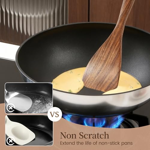 10 PCS Durable Natural Teak Wooden Cooking Utensil Set (10-Piece Set)