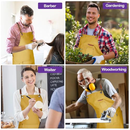 Chef Apron Men Women (Yellow, 6 Pack)