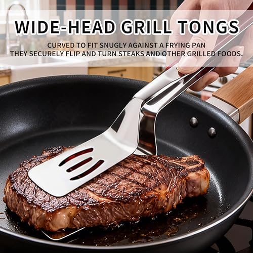304 stainless steel kitchen spatula tongs set for cooking (Red)