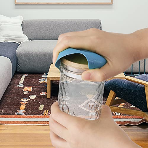 4pcs Jar Opener Gripper Pad for Seniors with Weak Hands (Light Blue Round+Purple Square)