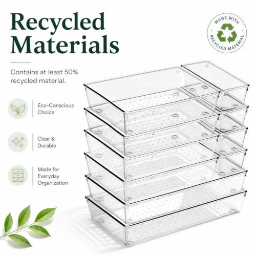 10 Pack Large Clear Drawer Organizer Trays (Clear / 10 Pack)