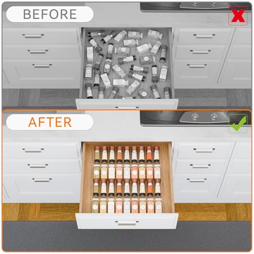 4 Pack Adjustable Narrow In Drawer Spice Organizer (4PCS-9'' to 17.7'')