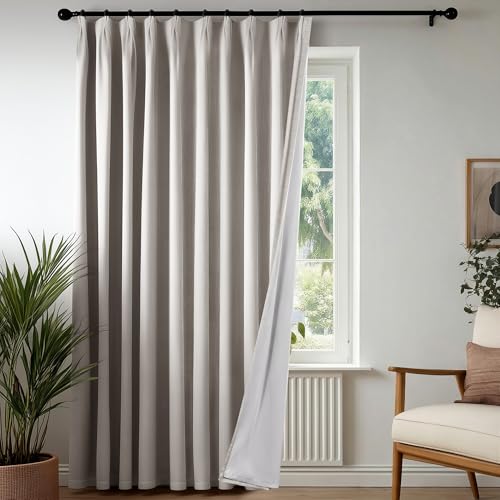 Pinch Pleated 100% Blackout Linen Curtains 84 Inch for Living Room (Khaki/Linen Total Blackout / 60"W x 84"L (Pack of 1))