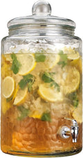 3 Gallon Classic Hammered Glass Ice Cold Beverage Drink Dispenser (Clear-3 Gallon)